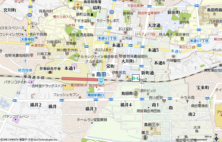 島田コンタクト付近の地図
